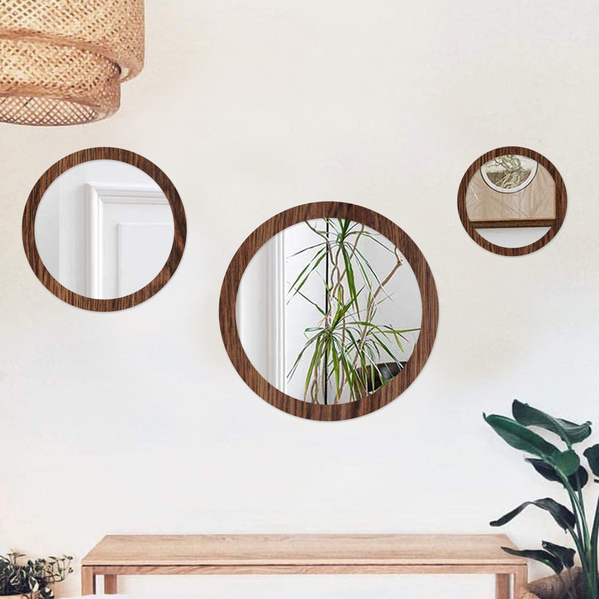 Combo 20, 30 y 40 cm - Espejo decorativo en madera