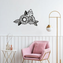 Cargar imagen en el visor de la galería, Girasol y rosa - Figura decorativa en madera
