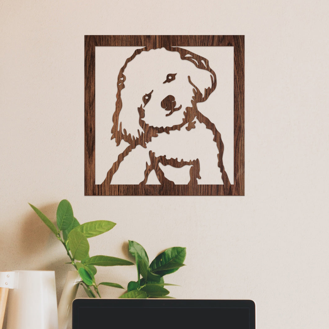 French Poodle - Cuadro decorativo en madera