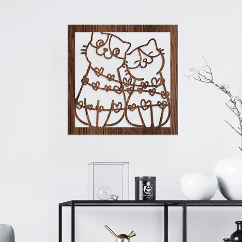 Gatitos LOVE - Cuadro decorativo en madera - FABRITECA