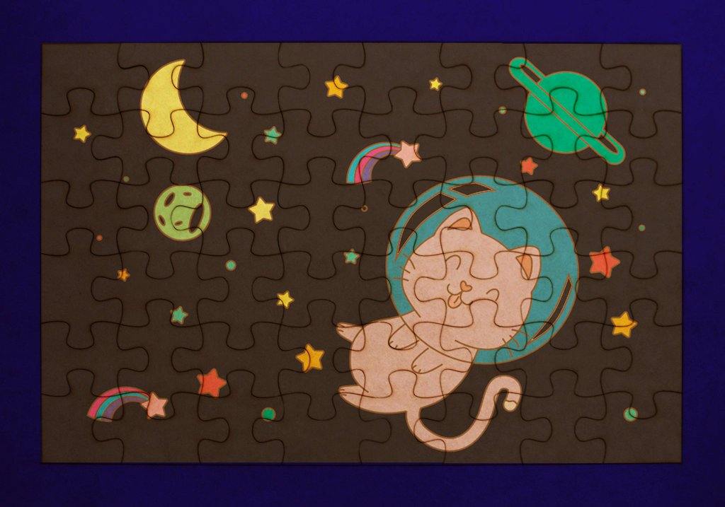 Rompecabezas para pintar - Gato en el espacio - FABRITECA