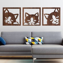 Cargar imagen en el visor de la galería, Gatos asomados - Cuadros trípticos modernos
