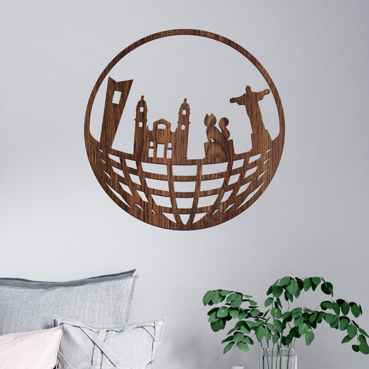 Globo terraqueo Colombia - Figura decorativa en madera