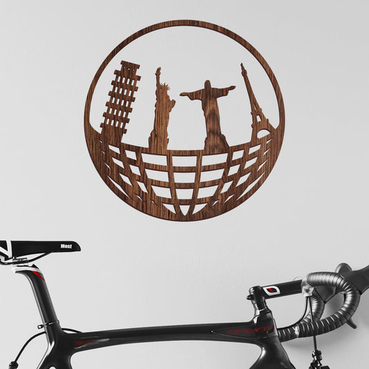 Globo terraqueo - Figura decorativa en madera