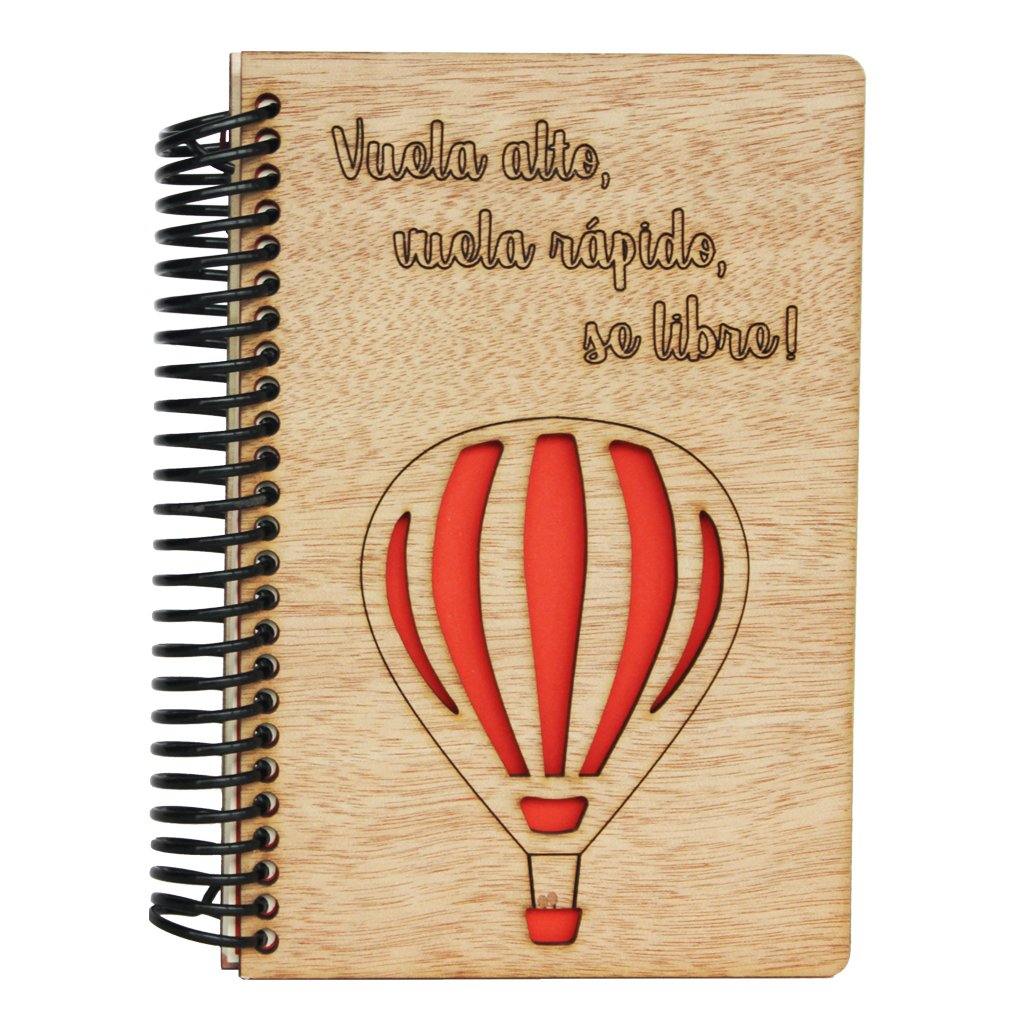 Globo - Libreta o cuaderno en madera - FABRITECA