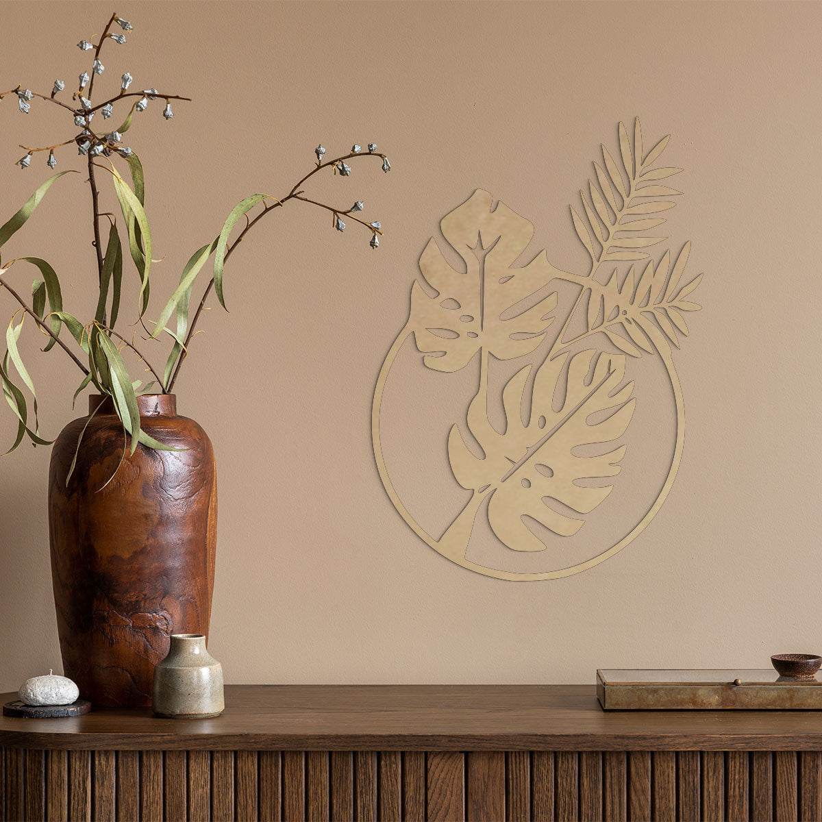 Hojas tropicales - Figura decorativa en madera