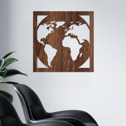 Mapamundi - Cuadro decorativo en madera - FABRITECA
