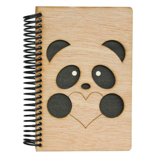 Oso panda - Libreta o cuaderno en madera - FABRITECA