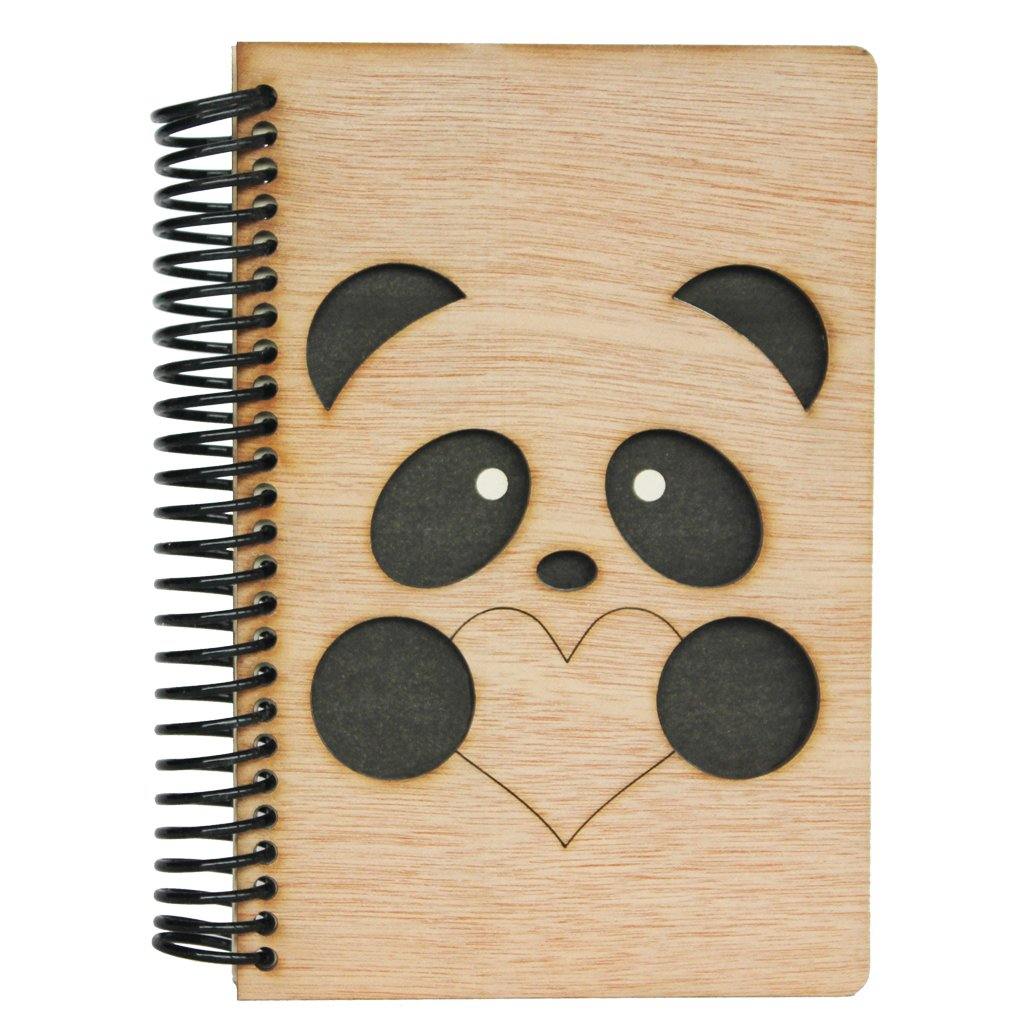 Oso panda - Libreta o cuaderno en madera - FABRITECA