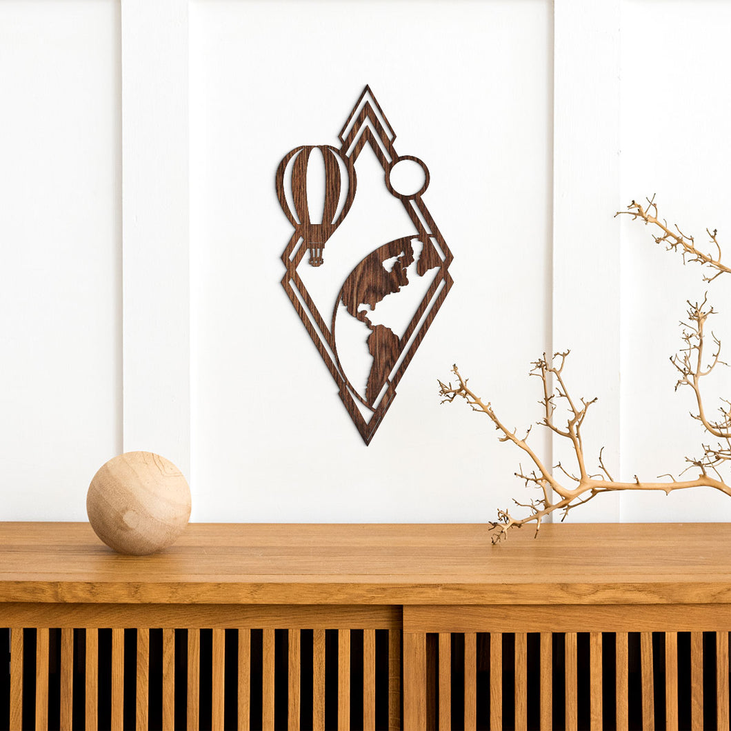 Globo y tierra - Figura decorativa en madera
