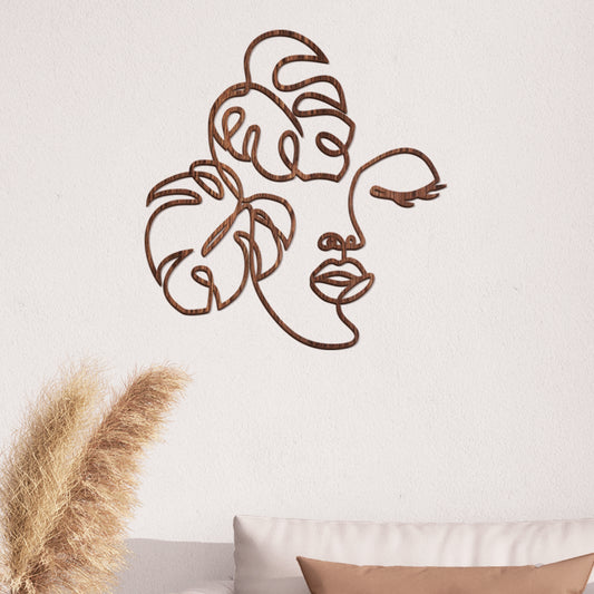 Rostro hojas - Figura decorativa en madera