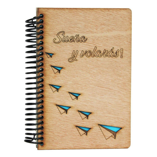 Sueñas y volarás de ideas - Libreta o cuaderno en madera - FABRITECA