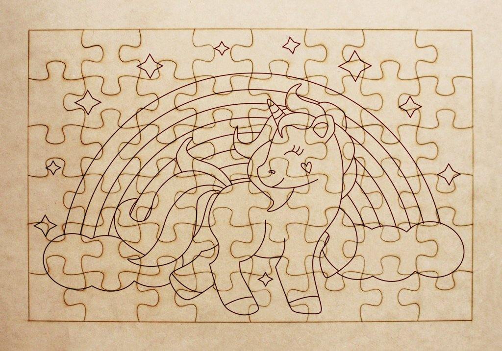Rompecabezas para pintar - Unicornio con arcoiris - FABRITECA
