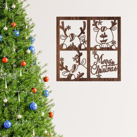 Venados navideños - Cuadro decorativo en madera