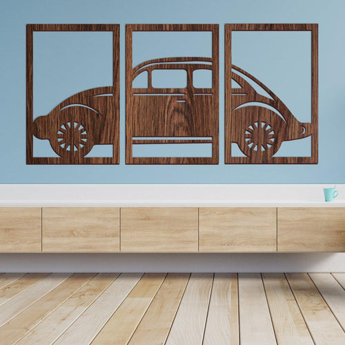 Volkswagen - Tríptico decorativo en madera - FABRITECA
