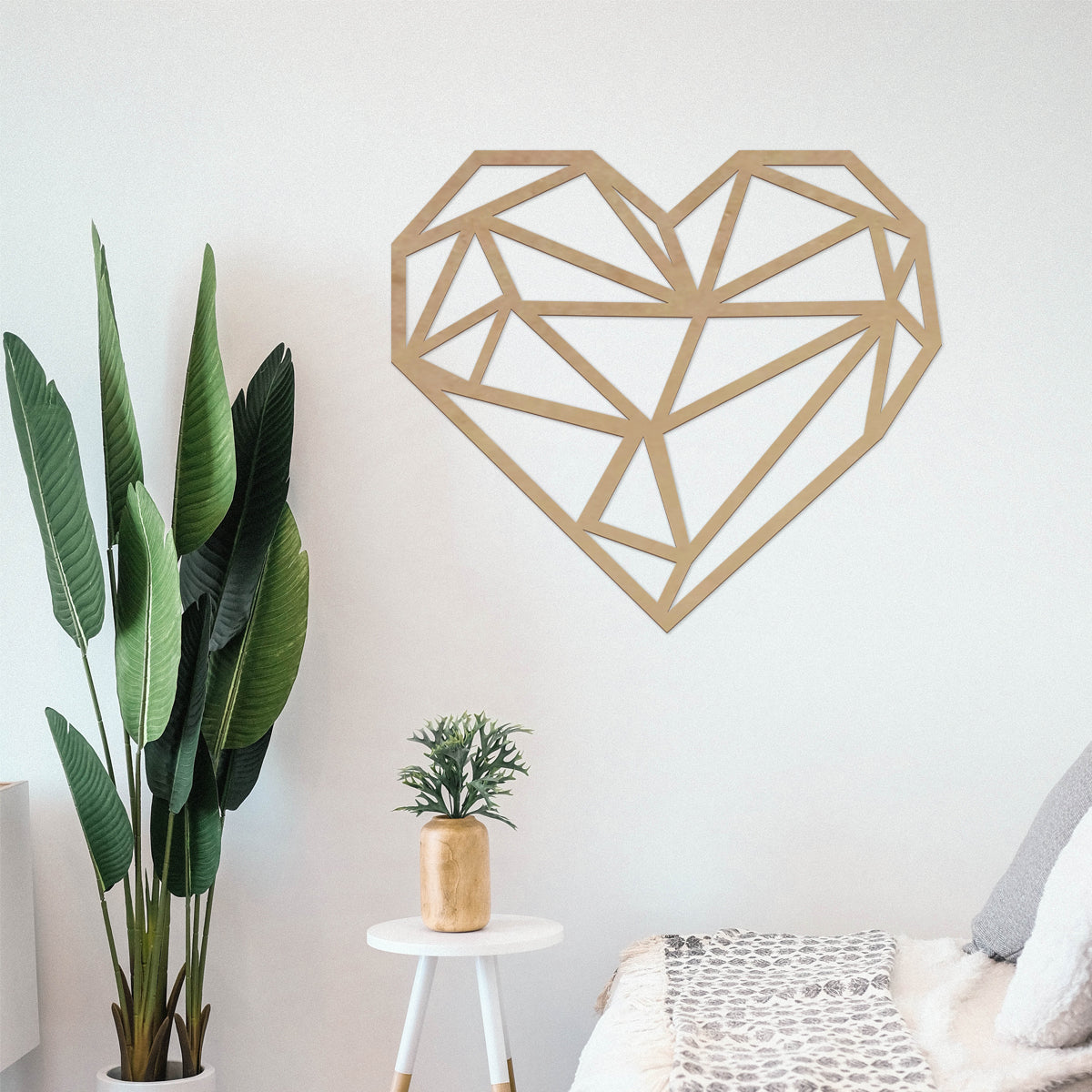 Corazón geométrico - Figura decorativa en madera