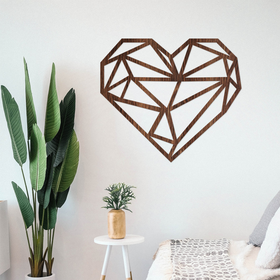 Corazón geométrico - Figura decorativa en madera